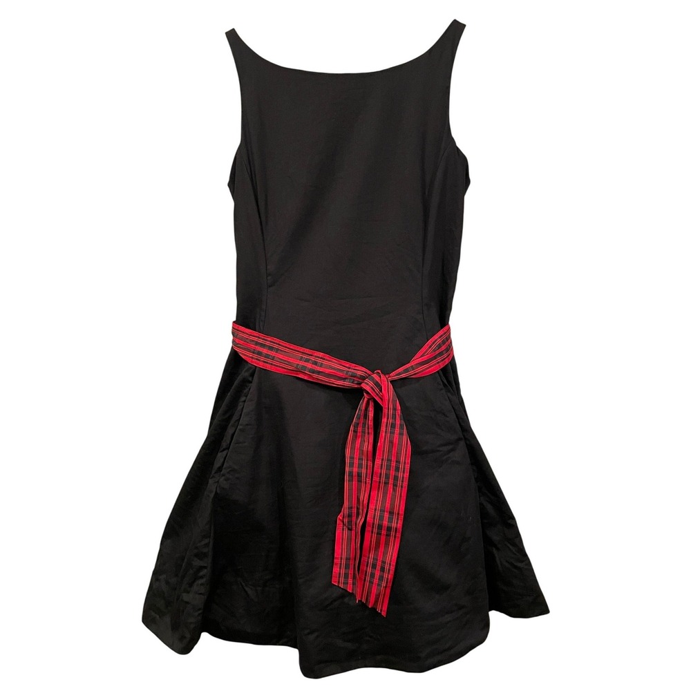 Polo Ralph Lauren Girl's Sz 16 Black Flare Dress Plaid Sash 🎄Holiday Pictures ✨